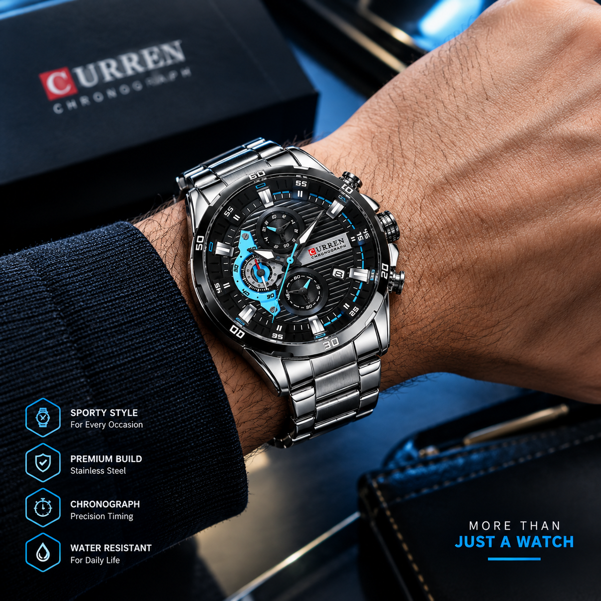 Men’s Luxury Chronograph Watch – Stainless Steel Wristwatch
