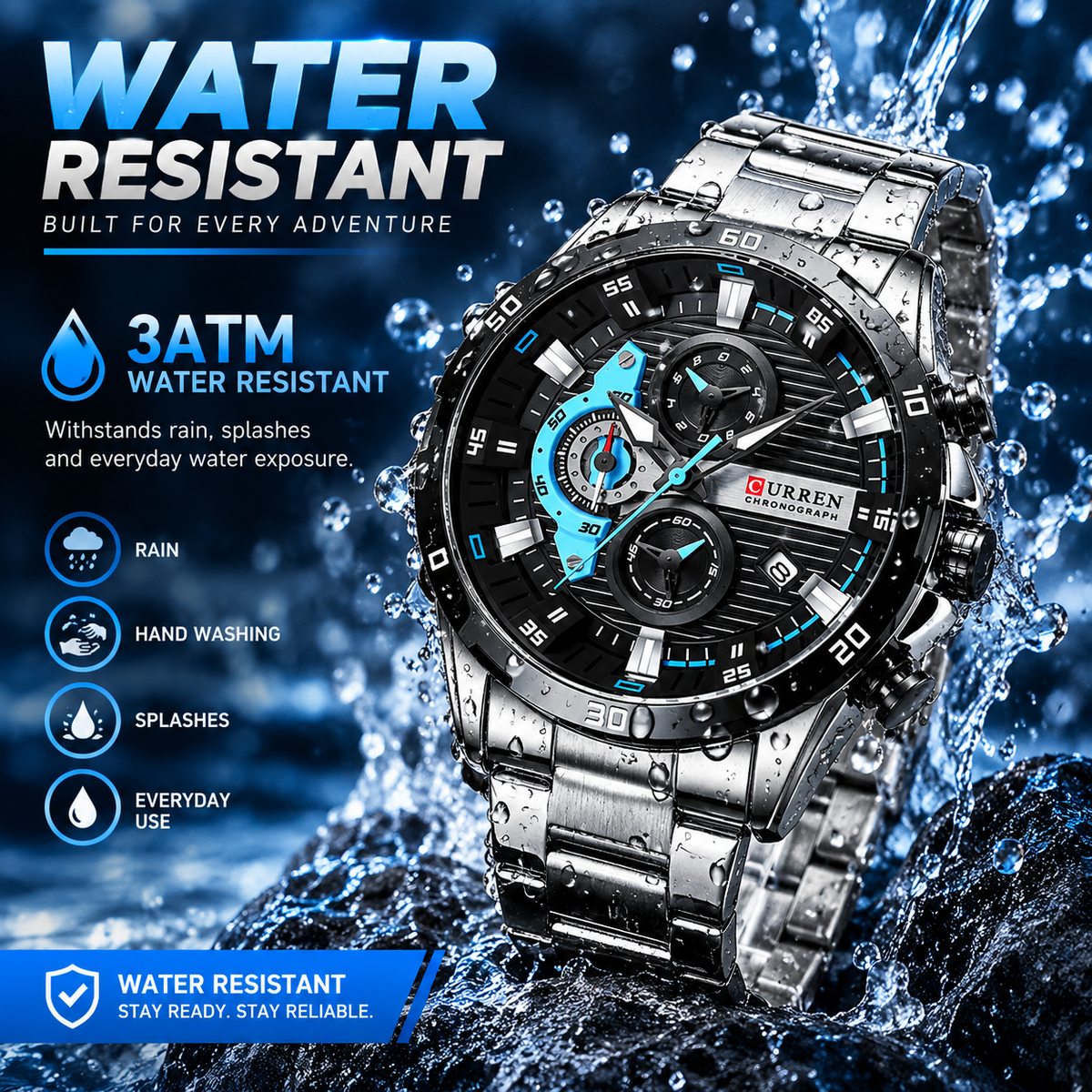 Men’s Luxury Chronograph Watch – Stainless Steel Wristwatch