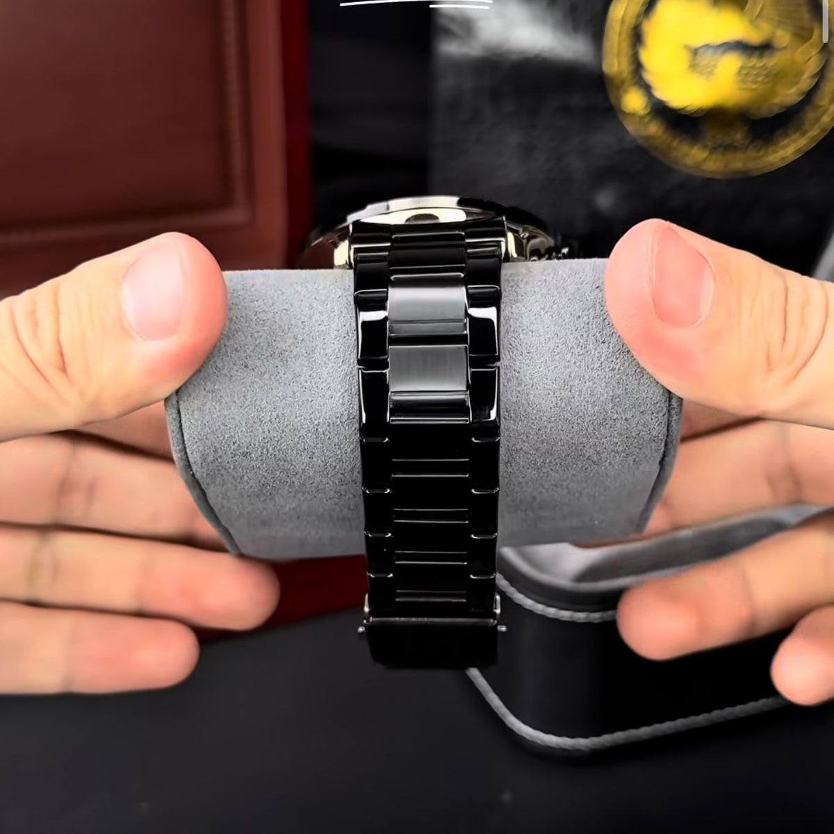 Men’s Luxury Chronograph Watch – BLACK Stainless Steel Sports Wristwatch